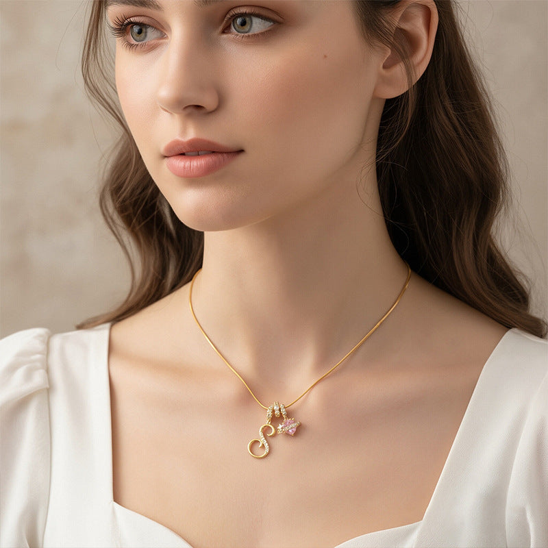 Custom Letter Necklace with Diamond Accents