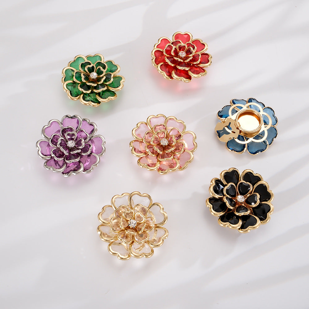 Acrylic Camellia Collar Pin