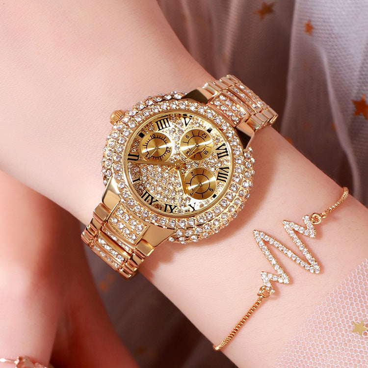 Diamond Accent Quartz Watch with Jewelry Clasp