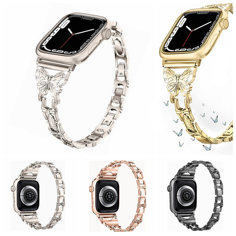 Butterfly Diamond Metal Watch Strap
