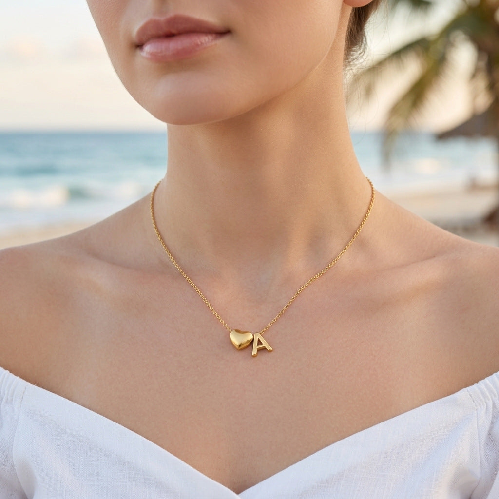 Heart Pendant Titanium Steel Necklace