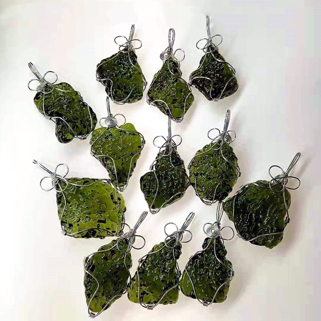 Handmade Green Glass Wire Wrapped Pendant