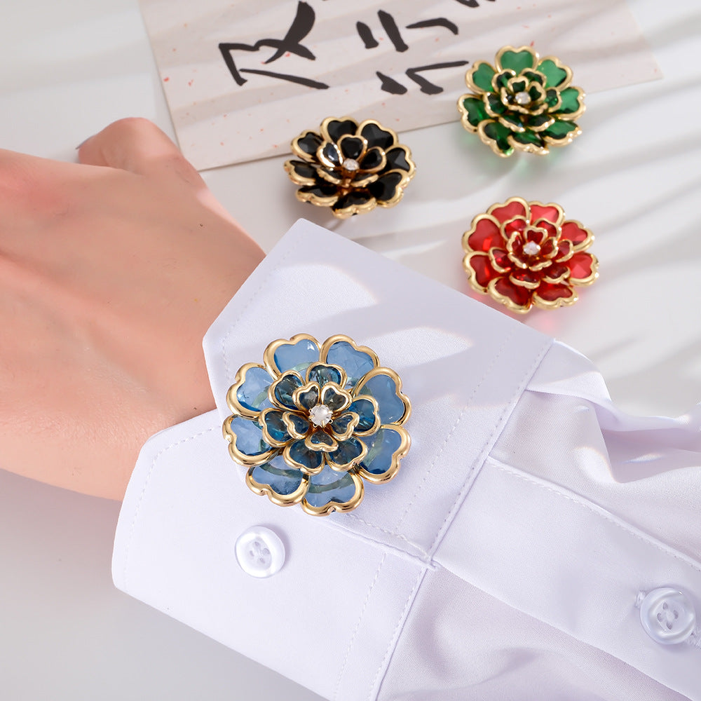 Acrylic Camellia Collar Pin