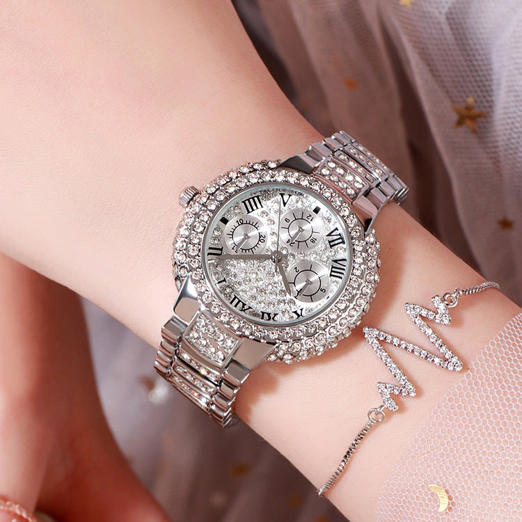 Diamond Accent Quartz Watch with Jewelry Clasp