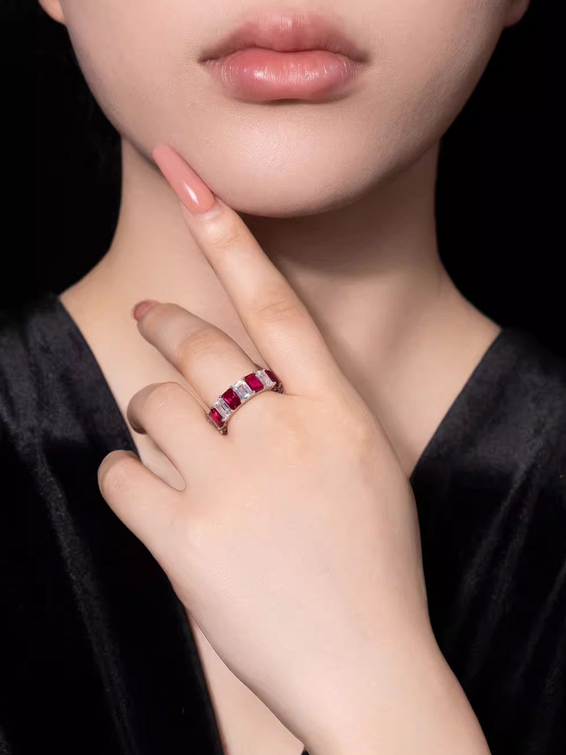 Cultured Gemstone Diamond Ring Women Fashion Jewelry